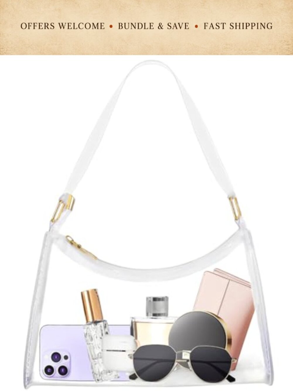 Clear PVC Crossbody Bag Stadium Approved Transparent Purse
